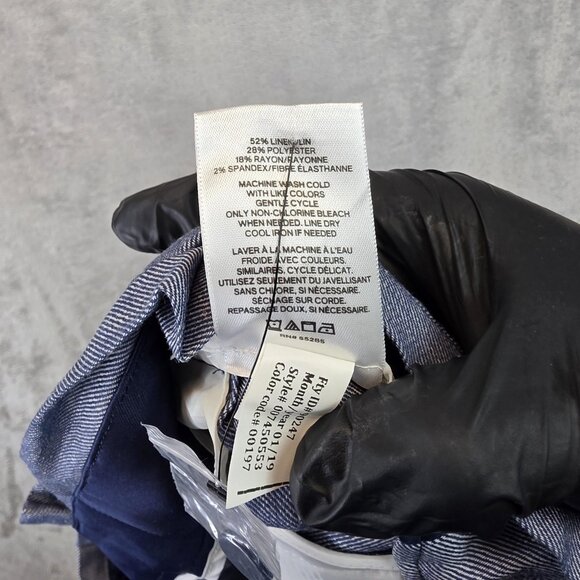 Express Pants Womens Size 12R Blue Ankle High Rise Belted Linen Blend Tapered - Picture 12 of 14